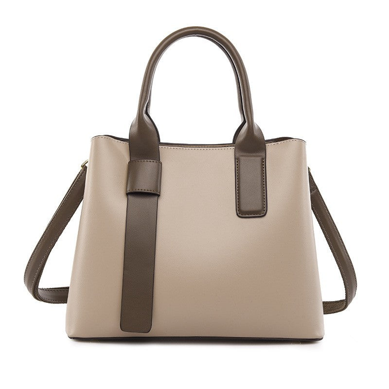 Light Brown And Brown Retro Fashion Handbag - Elegant Tote with Large Capacity for Work and Daily Use Main image
