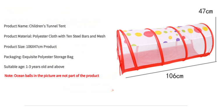 Red 3-in-1 Kids Play Tent Set - Foldable Indoor/Outdoor Tunnel and Ball Pit with Fence Secondary image