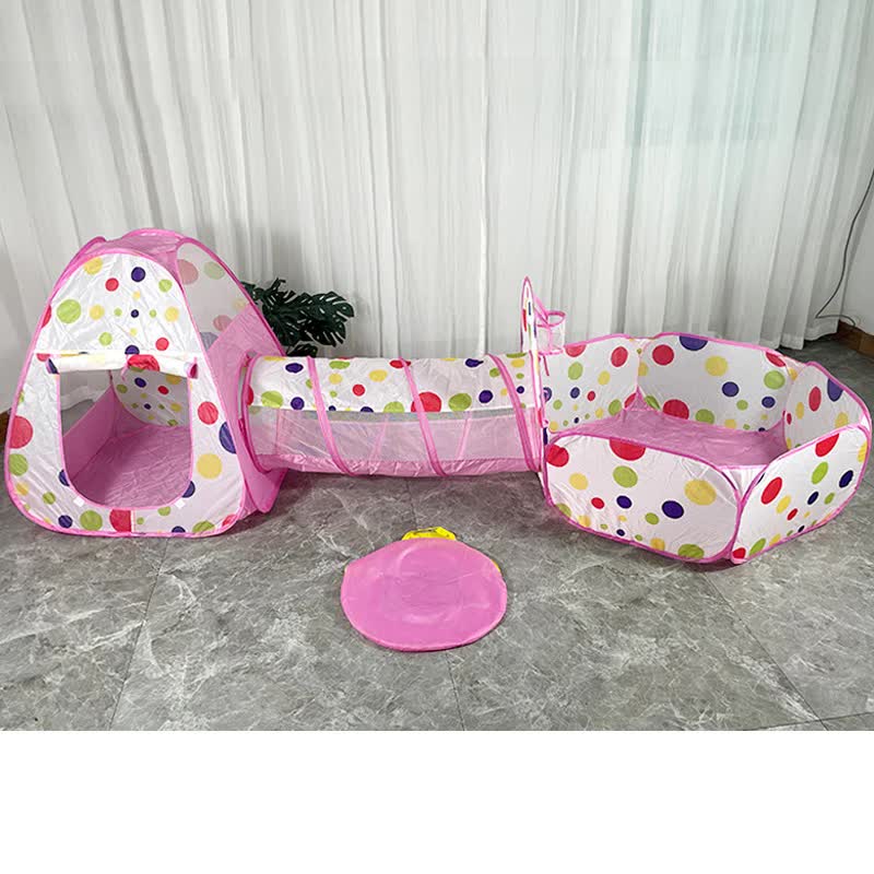 Pink 3-in-1 Kids Play Tent Set - Foldable Indoor/Outdoor Tunnel and Ball Pit with Fence Main image