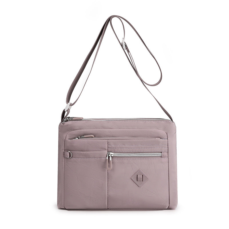 Lightweight Nylon Crossbody Shoulder Bag - Purple, Adjustable Strap, Multi-Pocket Design Main image