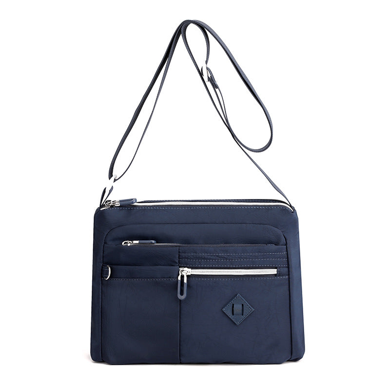 Lightweight Nylon Crossbody Shoulder Bag - Dark Blue, Adjustable Strap, Multi-Pocket Design Main image