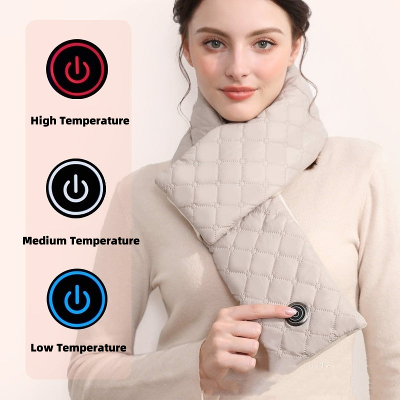 Beige Upgraded Electric Heated Scarf - 3-Level Adjustable Heating Secondary image