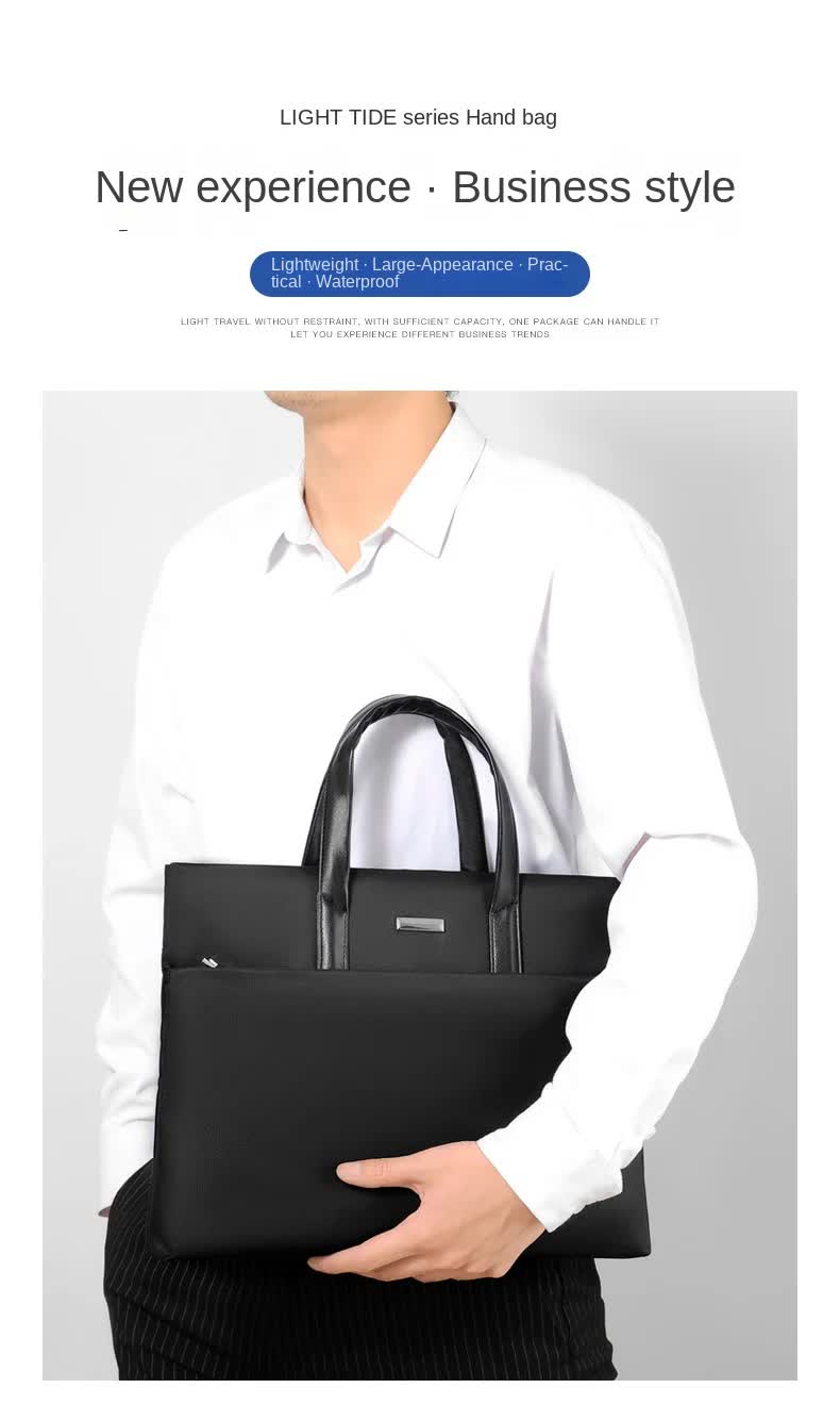Blue Lightweight Business Tote Bag - Durable and Stylish for Work and Travel Secondary image