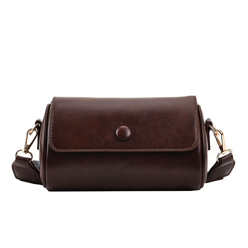 Coffee Vintage PU Leather Shoulder Bag with Adjustable Strap - Compact and Stylish Main image