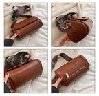 Off-white Vintage PU Leather Shoulder Bag with Adjustable Strap - Compact and Stylish