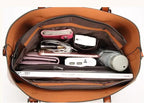 Elegant PU Leather Tote Bag with Detachable Strap - Black