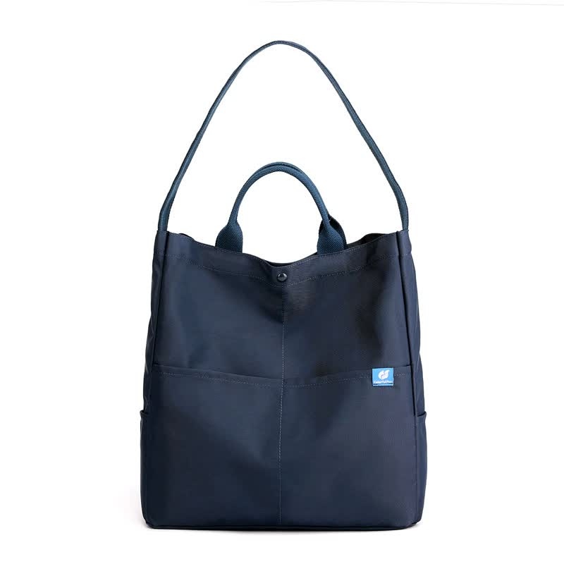 Blue Minimalist Nylon Tote Bag with Adjustable Shoulder Strap, Large Capacity Main image