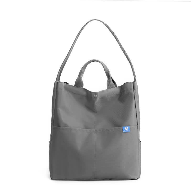 Gray Minimalist Nylon Tote Bag with Adjustable Shoulder Strap, Large Capacity Main image