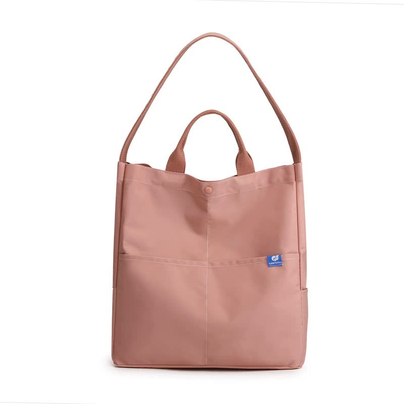 Pink Minimalist Nylon Tote Bag with Adjustable Shoulder Strap, Large Capacity Main image