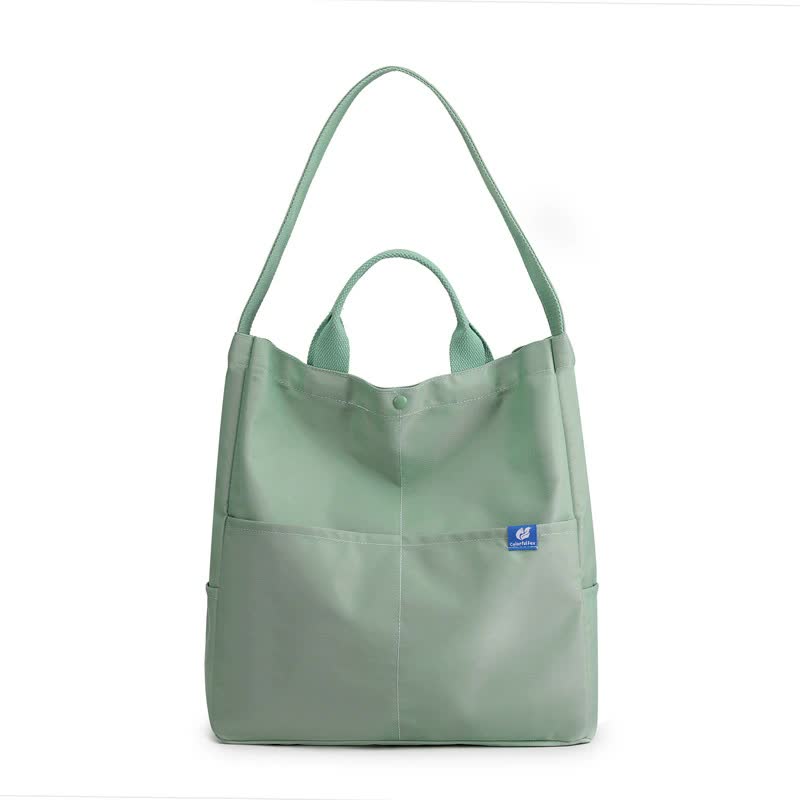 Green Minimalist Nylon Tote Bag with Adjustable Shoulder Strap, Large Capacity Main image