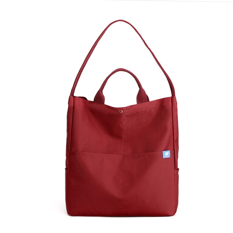 Red Minimalist Nylon Tote Bag with Adjustable Shoulder Strap, Large Capacity Main image