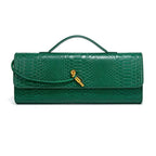 Green Elegant PU Leather Clutch Bag with Snake Print Design - Multi-color Options