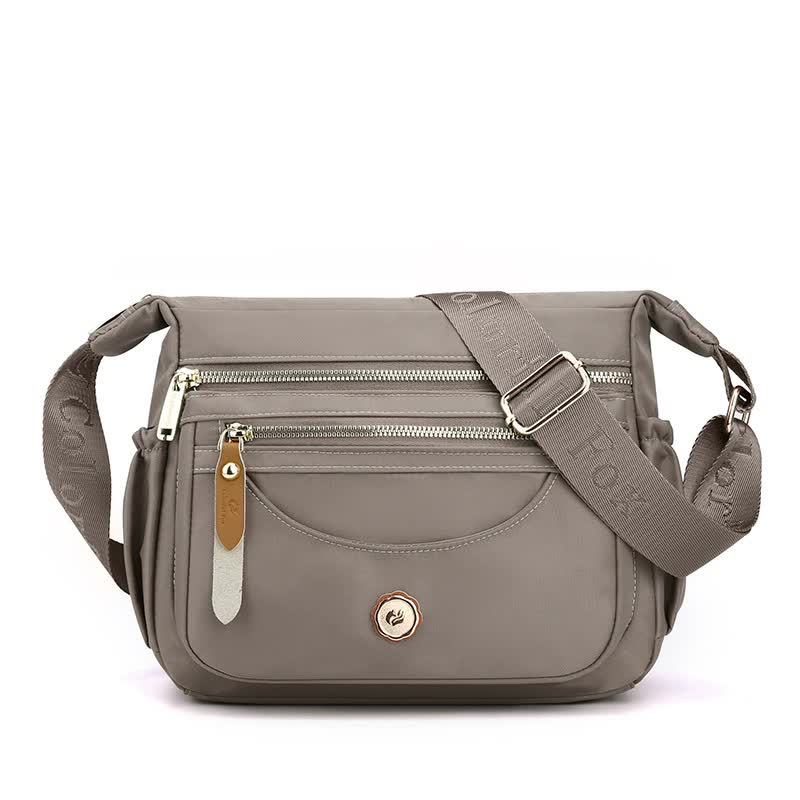 Coffee Nylon Crossbody Bag with Multiple Compartments - Compact and Stylish Design Main image