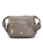 Coffee Nylon Crossbody Bag with Multiple Compartments - Compact and Stylish Design