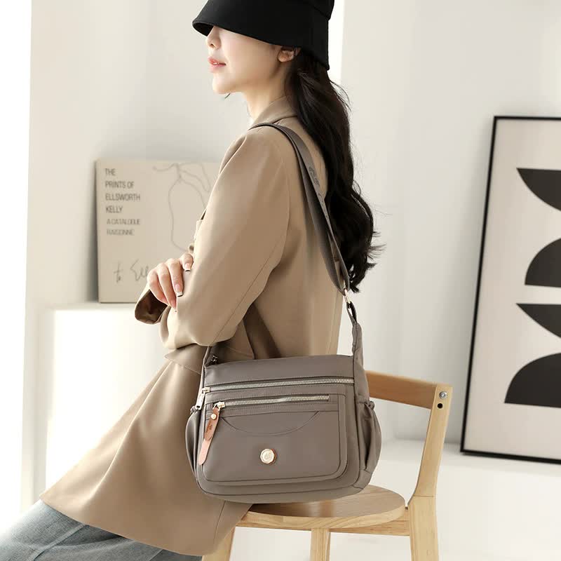 Wine Red Nylon Crossbody Bag with Multiple Compartments - Compact and Stylish Design Secondary image