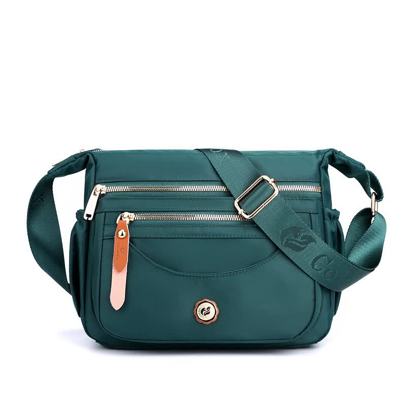 Dark Green Nylon Crossbody Bag with Multiple Compartments - Compact and Stylish Design Main image