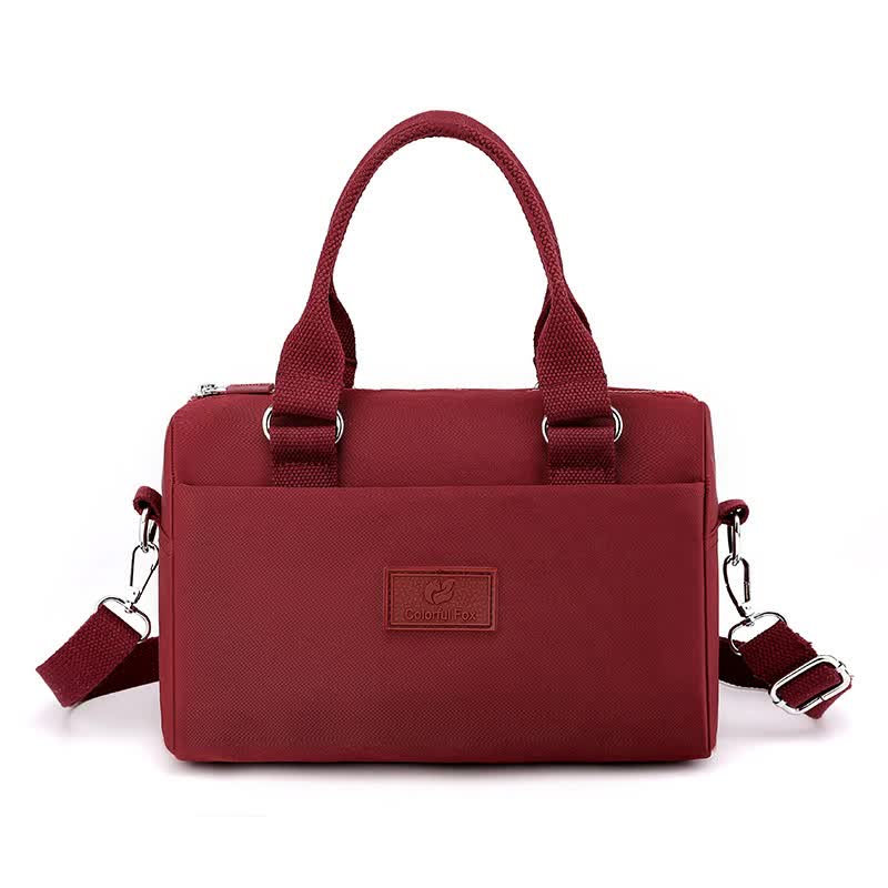 0486# Red Multifunctional Nylon Shoulder Bag - Lightweight and Spacious Handbag for Women, 27x18x14cm Main image
