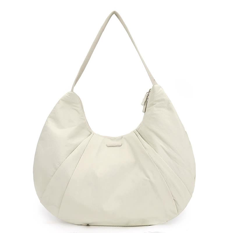 White Waterproof Nylon Lightweight Tote Shoulder Bag - Stylish and Spacious for Daily Commute and Outdoor Activities Main image