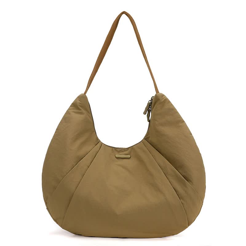 Earthy Yellow Waterproof Nylon Lightweight Tote Shoulder Bag - Stylish and Spacious for Daily Commute and Outdoor Activities Main image