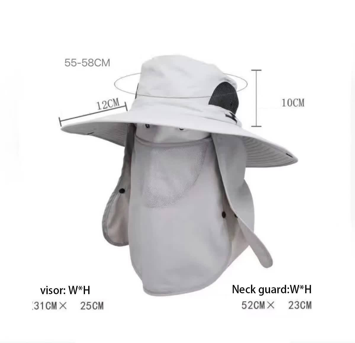 Dark Gray Outdoor UV Protection Sun Hat with Detachable Face and Neck Flap - Wide Brim, Breathable, and Lightweight Secondary image