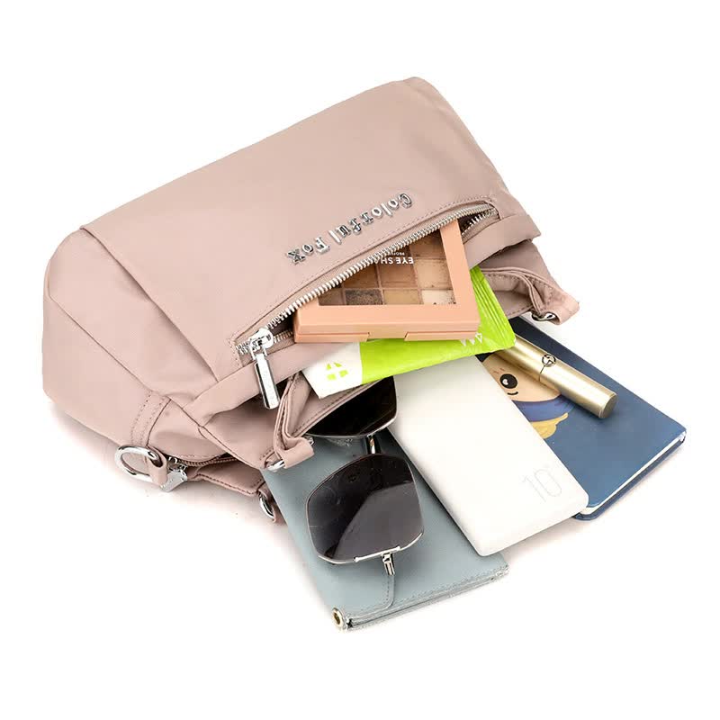 Coffee Waterproof Nylon Crossbody Bag - Lightweight and Adjustable Strap Shoulder Bag for Women