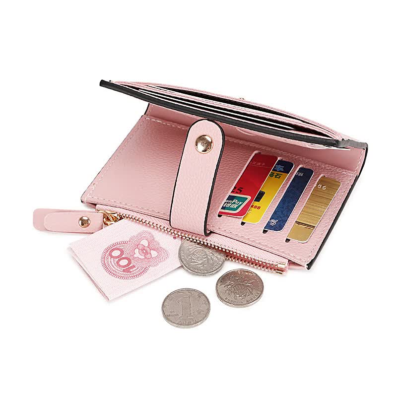 3 PCS Wallets Blue Women's Small Zipper Snap Card Wallet, Ladies PU Leather Credit Card Holder with Coin Pocke