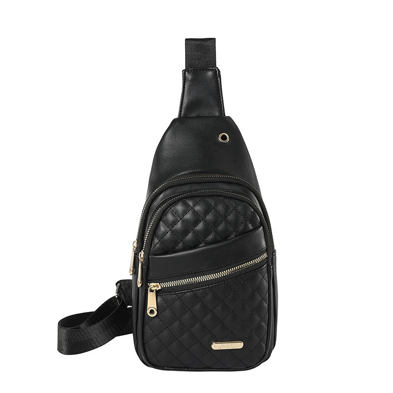 Black Women's Quilted Sling Bag - Stylish Crossbody Shoulder Backpack Main image
