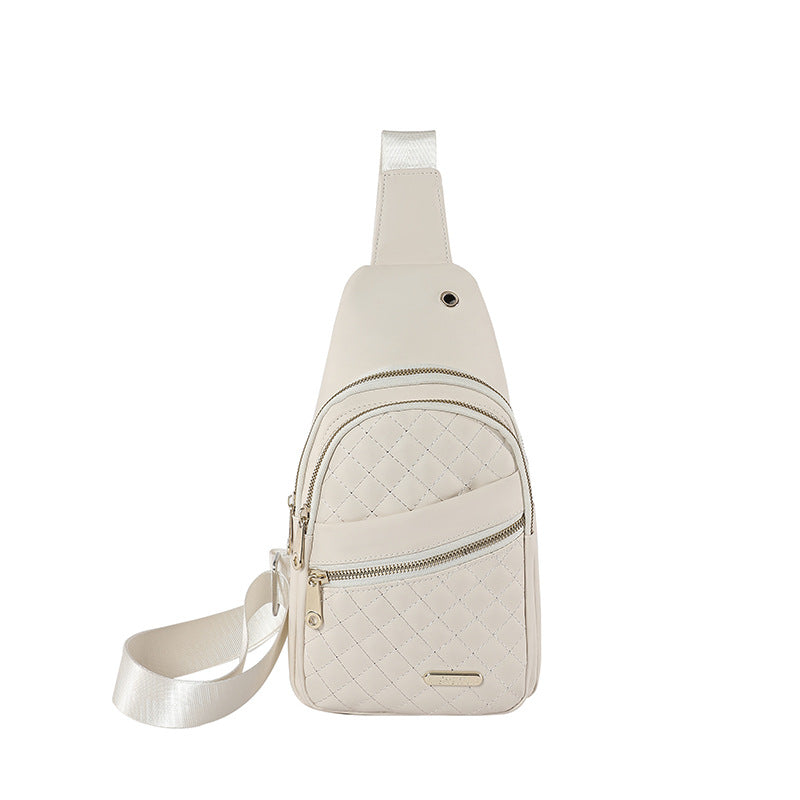 White Women's Quilted Sling Bag - Stylish Crossbody Shoulder Backpack Main image