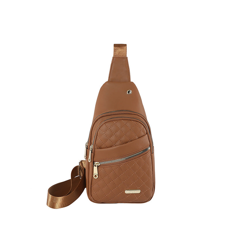 Brown Women's Quilted Sling Bag - Stylish Crossbody Shoulder Backpack Main image