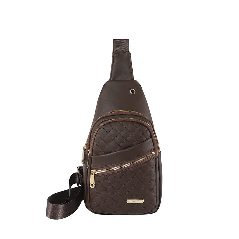 Dark Brown Women's Quilted Sling Bag - Stylish Crossbody Shoulder Backpack Main image