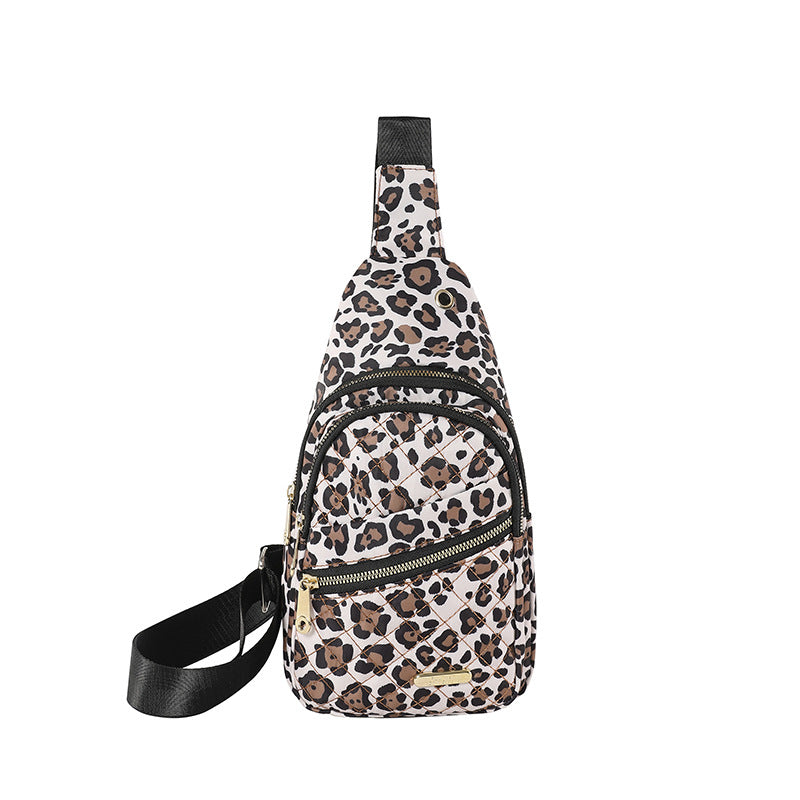 Leopard Print Women's Quilted Sling Bag - Stylish Crossbody Shoulder Backpack Main image