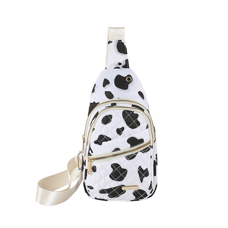 Black-white Women's Quilted Sling Bag - Stylish Crossbody Shoulder Backpack Main image