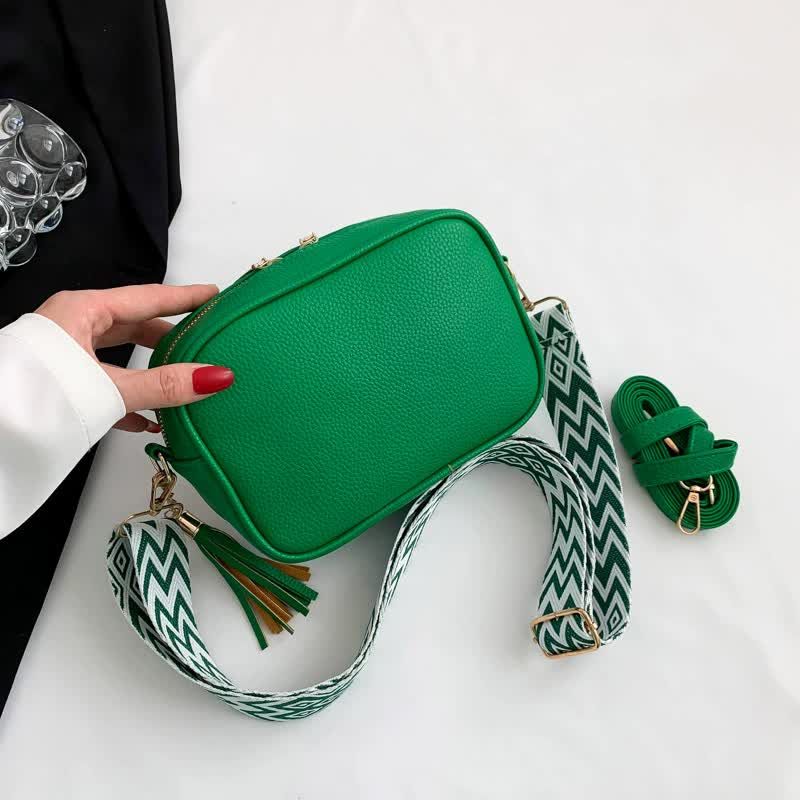 Green Trendy Crossbody Shoulder Bag with Tassel Accent - Compact and Stylish Main image