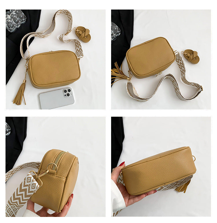 Green Trendy Crossbody Shoulder Bag with Tassel Accent - Compact and Stylish Secondary image