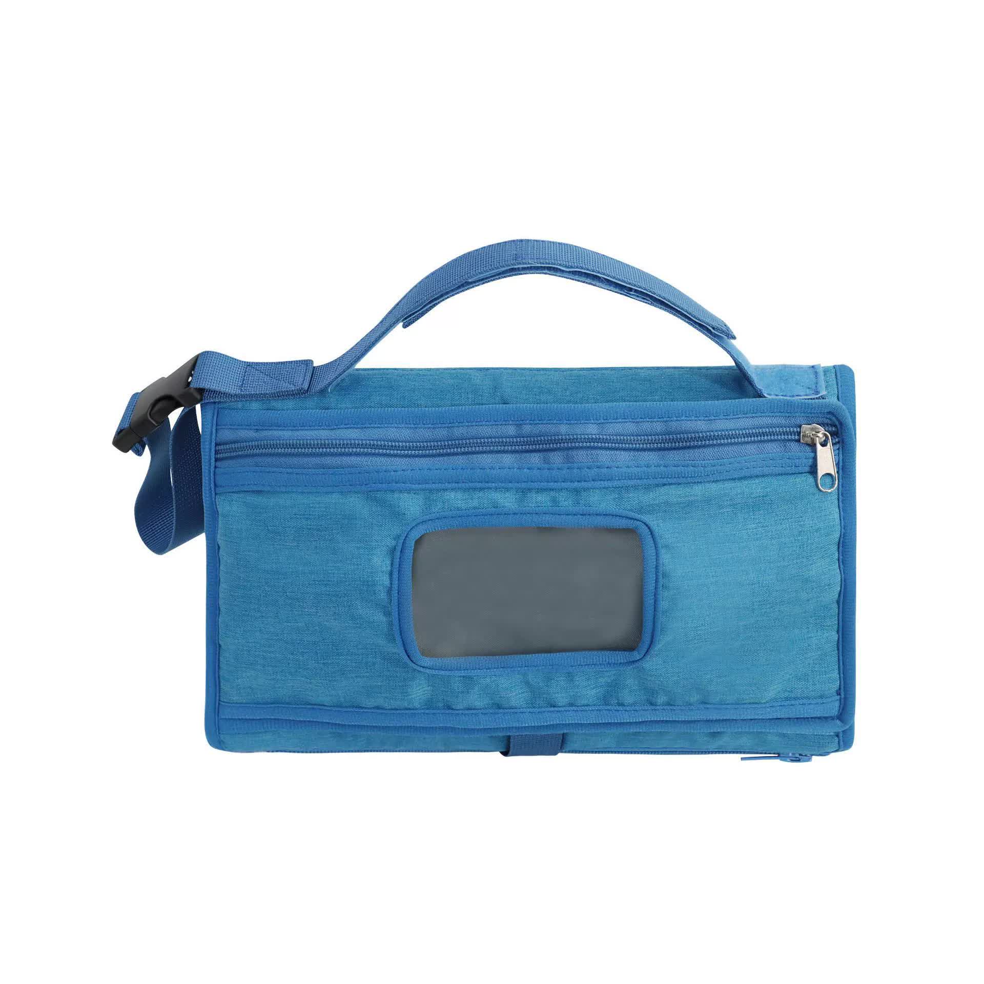 Blue Portable Baby Diaper Changing Pad with Storage Pockets - Travel Essentials for Parents Main image