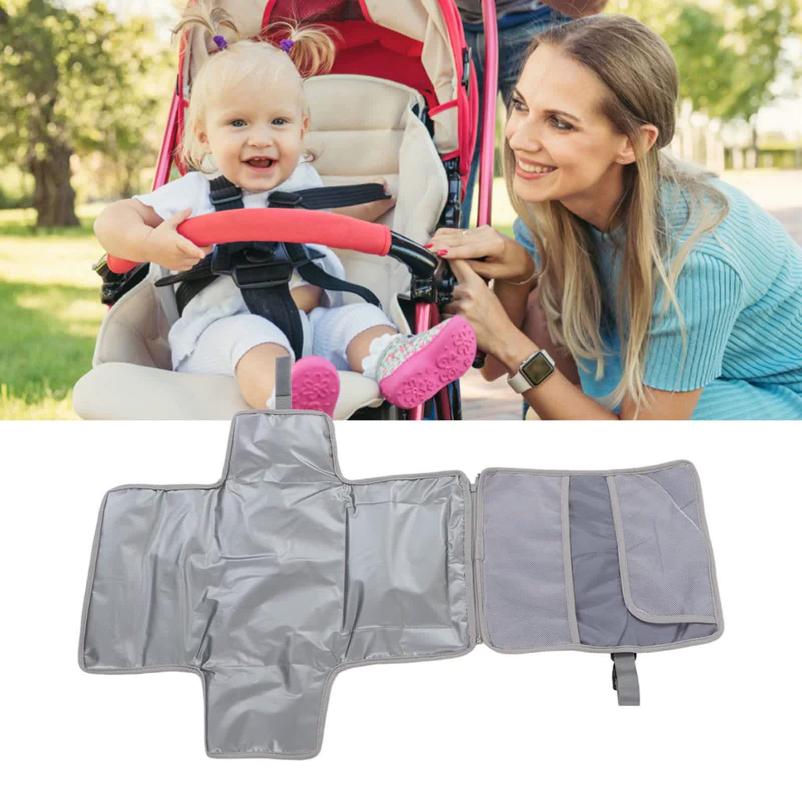 Blue Portable Baby Diaper Changing Pad with Storage Pockets - Travel Essentials for Parents Secondary image