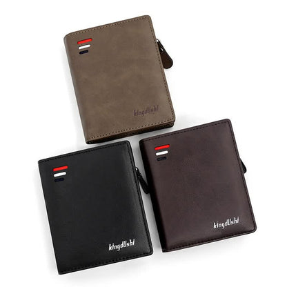 Black Men���s RFID Blocking Leather Wallet - Slim and Compact Design