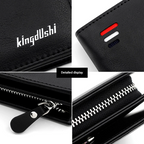 Black Men���s RFID Blocking Leather Wallet - Slim and Compact Design