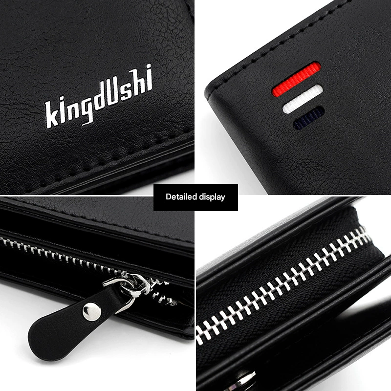 Black Men���s RFID Blocking Leather Wallet - Slim and Compact Design