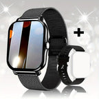 Steel Bracelet With Silicone Strap Black Smart Fitness Watch with Large Display - 24 Sport Modes, Heart Rate Monitor & More