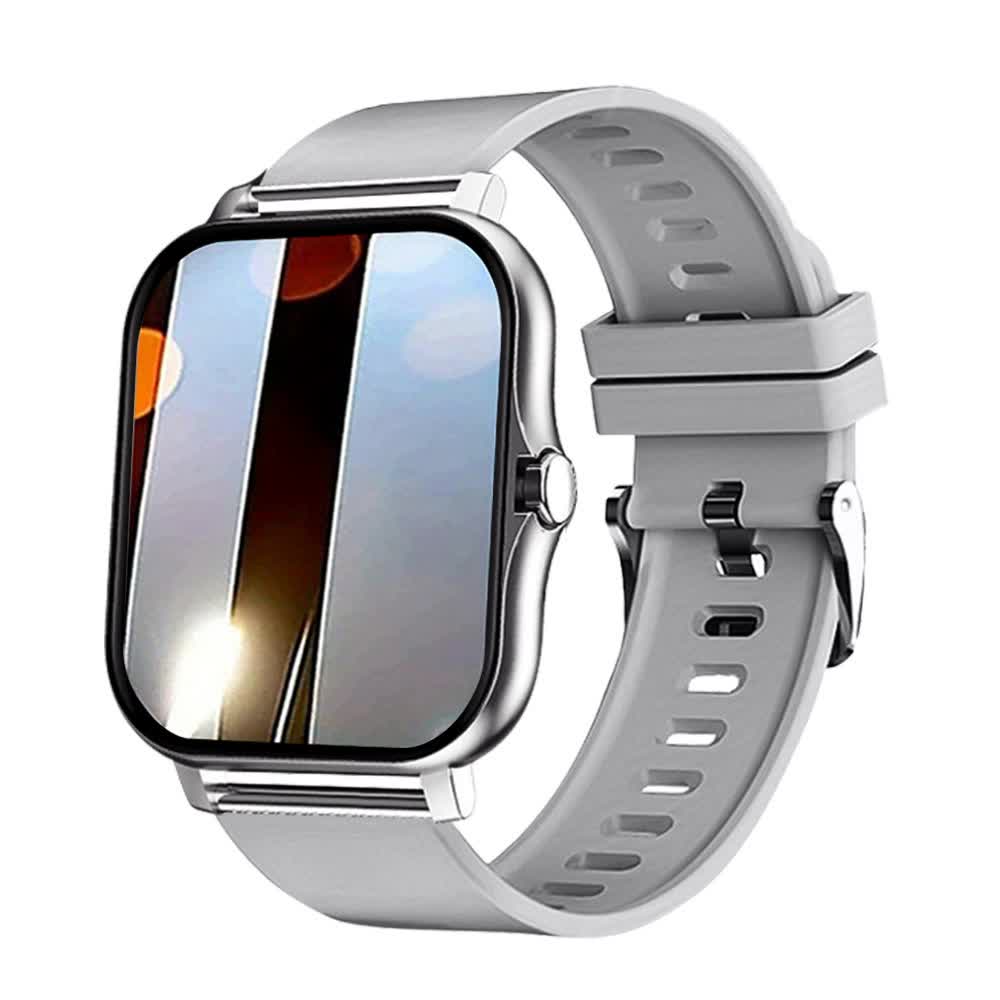 Single Silicone Strap Silver Smart Fitness Watch with Large Display - 24 Sport Modes, Heart Rate Monitor & More Main image