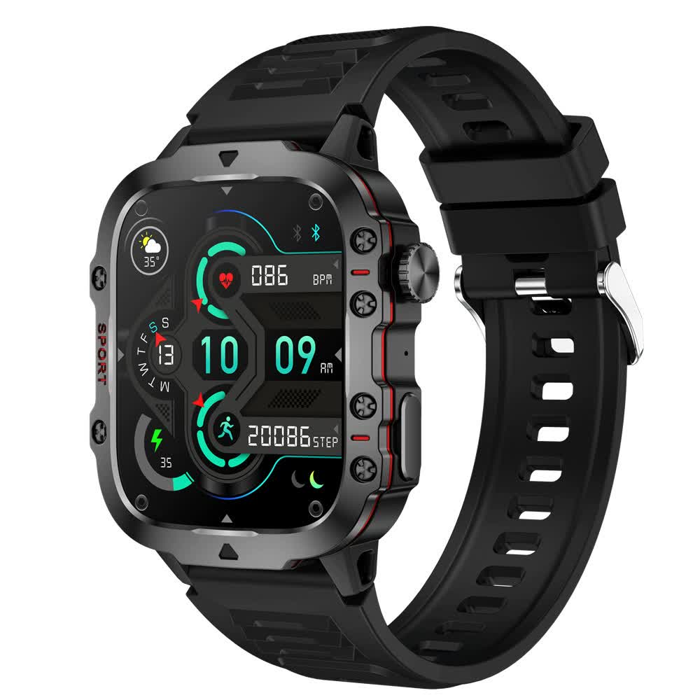Black Rugged Smart Fitness Watch - Waterproof, Multi-Sport Modes, and Health Tracking Main image