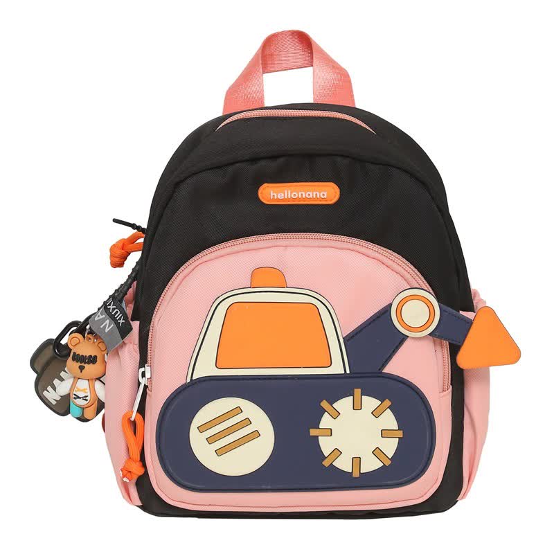Black Kids' Cartoon Backpack - Adorable Excavator Design with Spacious Compartments Main image