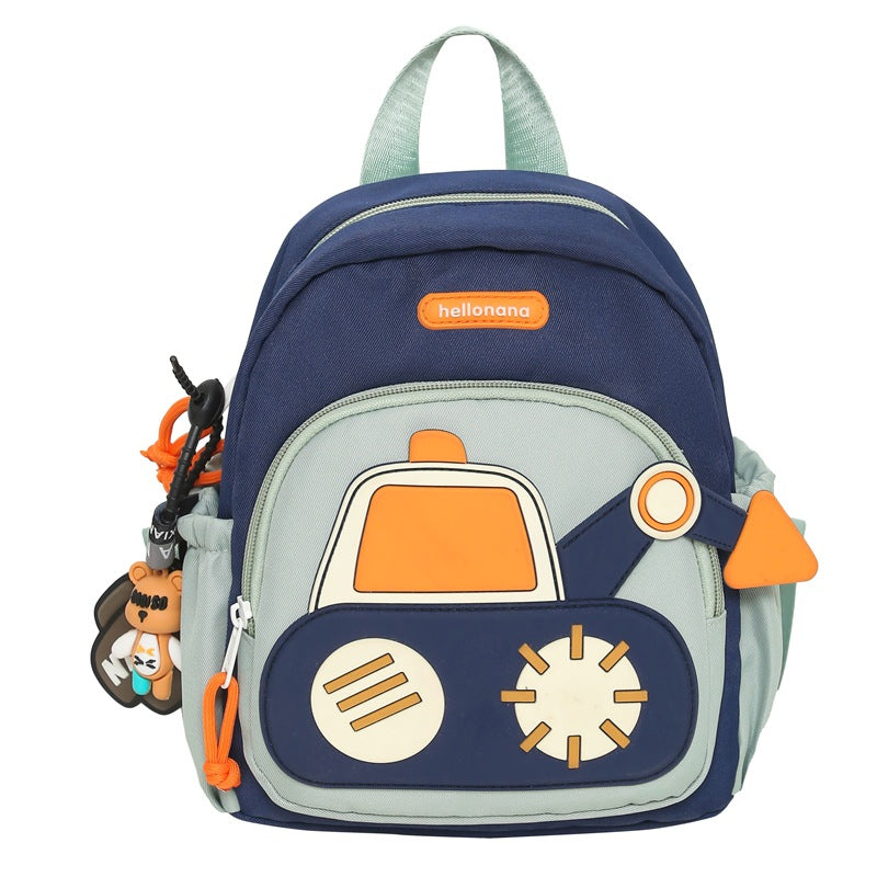 Blue Kids' Cartoon Backpack - Adorable Excavator Design with Spacious Compartments Main image