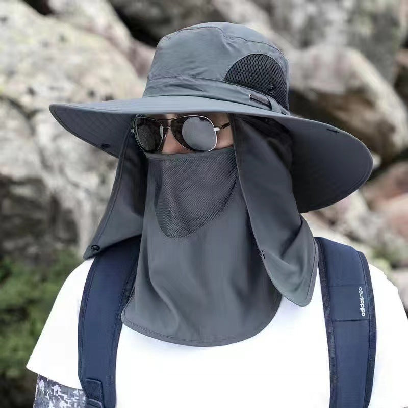 Dark Grey Outdoor Sun Protection Hat with Detachable Face and Neck Flap - UPF 50+ Main image