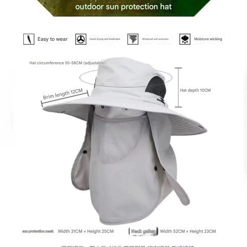 Light Grey Outdoor Sun Protection Hat with Detachable Face and Neck Flap - UPF 50+ Secondary image