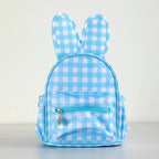 Blue Kids Bunny Ear Gingham Backpack - Cute Mini Bag for Girls