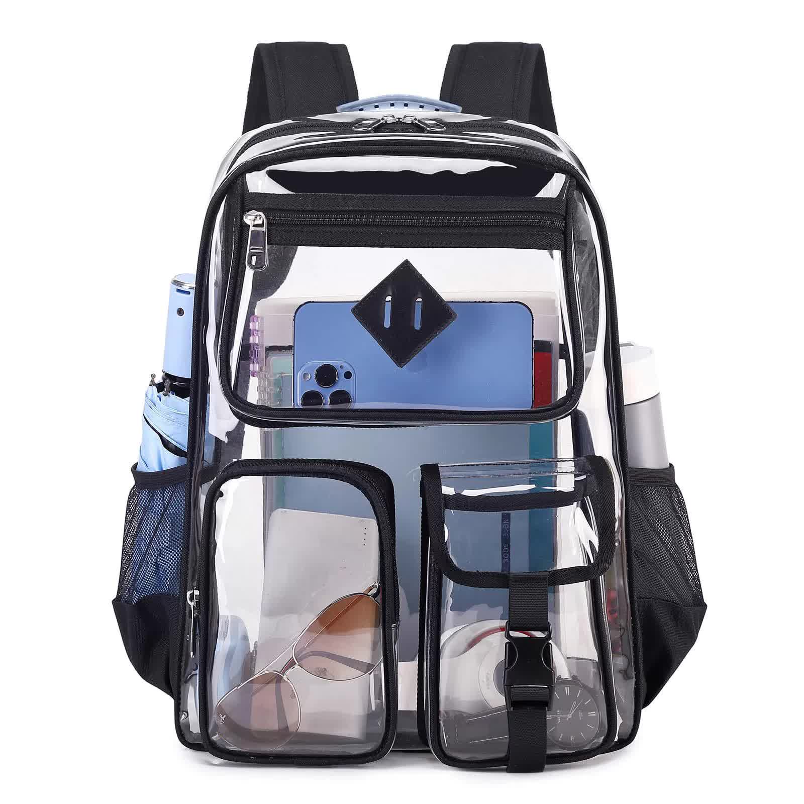 Black Clear Transparent Backpack - Stylish PVC School Bag with Multiple Pockets Main image