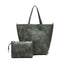 Grey-green Classic Large PU Leather Tote Bag with Inner Pouch - Elegant and Functional