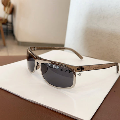 Grey lenses with brown rim Trendy Curved Sunglasses ��� Cat Eye Design UV Protection Stylish Glare-Blocking Shades